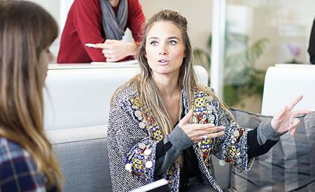 stock image woman in meeting